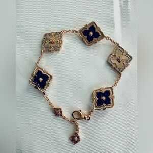 Copper Alloy Gold Metal 18 Gold plated and Purple Enamel Bracelet